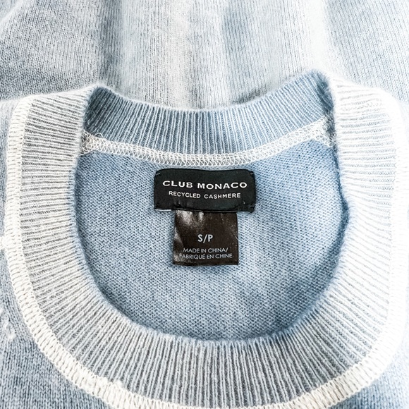 Club Monaco Mens Long Sleeve 100% Cashmere Pullover Sweater Sz S Heathered Blue - Picture 9 of 10